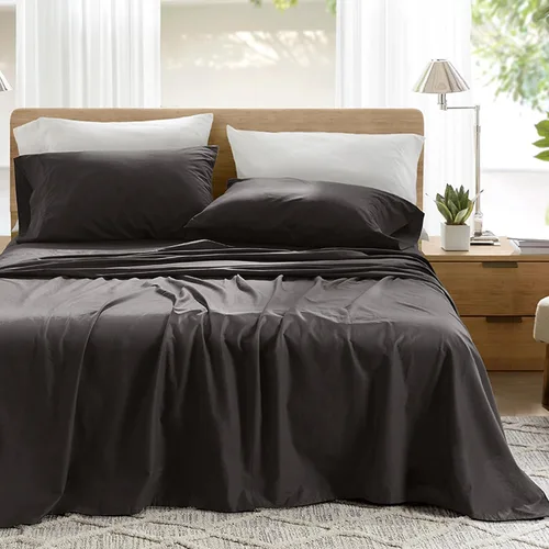 Miniatura 38 de Comfort Spaces Sábanas 100% algodón tamaño individual, transpirables, naturalmente frescas, sábanas de algodón suave con bolsillo elástico de 14