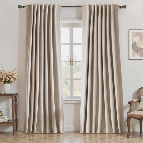 Miniatura 40 de UHITECH Cortinas cortas de lino de 24 pulgadas de largo para ventanas pequeñas de granja, cortinas opacas modernas para sala de estar, pestañas