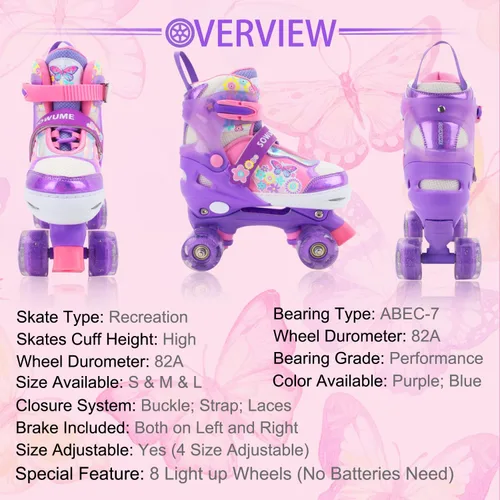 Miniatura 5 de Patines en línea ajustables para niñas y mujeres, todas las 8 ruedas de los patines de niña brillan, iluminación segura y divertida para niños