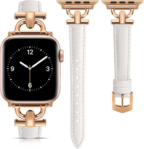 Miniatura 8 de Correa de cuero compatible con las bandas de Apple Watch para mujeres, correa elegante y elegante para iWatch Series 11/10/9/8/7/6/5/4/3/2/1/se