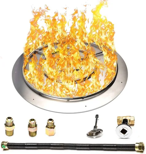 Miniatura 21 de Kit de quemador de acero inoxidable y anillo Pro con encendido por chispa para fogatas de gas natural, sartén de 36 pulgadas, anillo de quemador