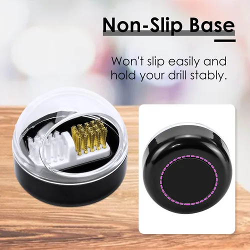Miniatura 4 de Brocas de uñas Herramienta de limpieza de cutículas con funda limpiadora de cubierta de cepillo, cepillo de alambre de acero 2 en 1 y cepillo