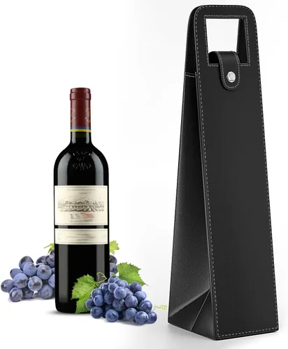 Miniatura 18 de Bolsa de regalo de vino RYDDOY, portador de vino reutilizable de cuero, bolsas de regalo para una sola botella de champán y cerveza para cumpleaños
