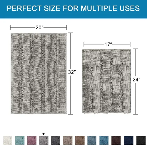 Miniatura 287 de H.VERSAILTEX Tapetes de baño antideslizantes para baño, alfombras de baño extragruesas de felpilla a rayas, tapetes de baño de 47" x 17", alfombras
