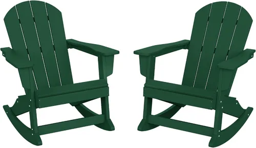 Miniatura 14 de HDPE Laguna Silla mecedora Adirondack de polietileno para exteriores (juego de 2), color negro