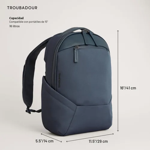 Miniatura 2 de Mochila para portátil Troubadour Apex Compact 16L de alta calidad - Ergonómica y resistente al agua - Diseñada para trabajo y viajes - Azul marino