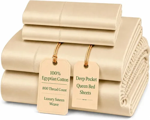 Miniatura 58 de Sábanas King de Bolsillo Profundo Juego de Sábanas King, 800 Hilos de Fibra Larga Totalmente Elásticas Sábanas de Algodón Egipcio y Fundas