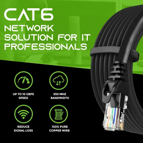 Miniatura 8 de GEARit Cable de conexión Ethernet Cat 6 de 0.5 pies, color negro (paquete de 10), cables de conexión Cat6 de 0.5 pies, cable de conexión