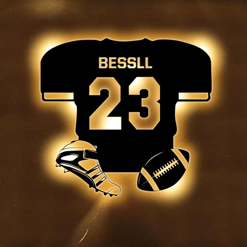 Letrero de neón personalizado de jersey de fútbol americano, letreros de neón LED de fútbol americano para decoración de pared, alimentado por USB