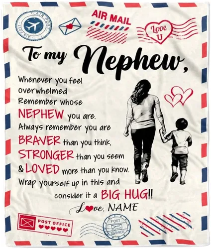 Miniatura 31 de Manta personalizada con texto en inglés «To My Nephew from Aunt Auntie Uncle You Will Never Lose Lion Nephew, cumpleaños, graduación, Navidad, manta