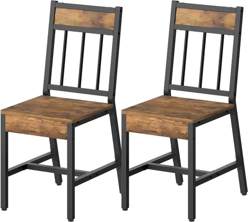 Juego de sillas de comedor YATINEY de 2, sillas de cocina industriales con estructura de metal, respaldo inclinado, juego de sillas de comedor de