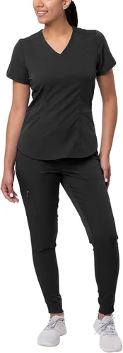 Adar Pro - Conjunto moderno de ropa quirúrgica atlética para mujer Camiseta quirúrgica moderna con cuello en V y pantalones quirúrgicos de yoga y