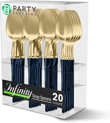Miniatura 38 de Party Bargains Juego de cubiertos negros de plástico desechable, utensilios de diseño moderno infinito, paquete de 40: 16 tenedores, 8 cuchillos, 16