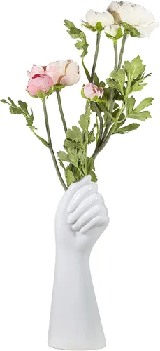 Jarrón de mano de cerámica de cuerpo humano, con forma de brazo, pequeño jarrón moderno estético decorativo de cerámica blanca para decoración del