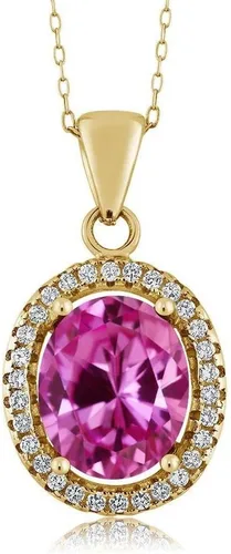 Miniatura 91 de Gem Stone King Collar con colgante de plata chapada en oro amarillo de 18 quilates de 0.433 x 0.354 in con piedra natal ovalada para mujer