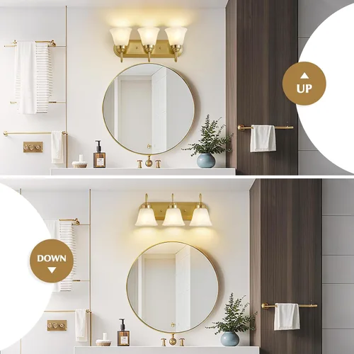 Miniatura 2 de EJIAXIN Lámpara de baño de 3 luces sobre espejo – Accesorios de iluminación vintage para baño, lámpara de pared fácil de instalar, luces de tocador