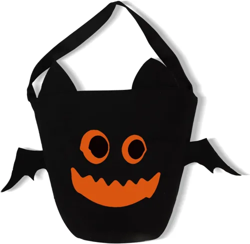 Miniatura 9 de Cubo de Halloween para truco o trato para niños, cesta espeluznante de murciélagos y caramelos, multiusos, portátil, reutilizable, cubo de golosinas