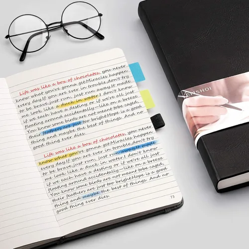 Miniatura 7 de EMSHOI - Cuaderno rayado para la universidad, 256 páginas numeradas tamaño A5, papel grueso de 3.54 oz/y², 16 páginas perforadas, tapa dura de piel