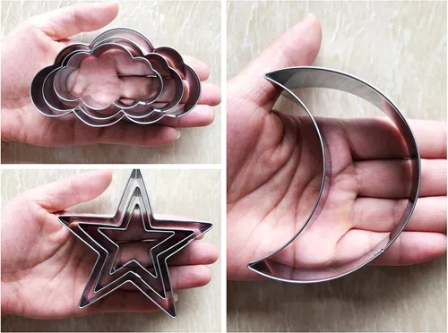 Miniatura 7 de LUBTOSMN Twinkle Twinkle Little Star - Juego de 7 cortadores de galletas de 3.5 a 1.6 pulgadas, diseño de nube, estrella, luna, para baby shower