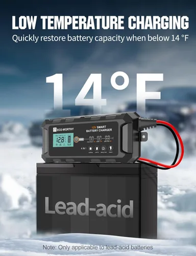 Miniatura 8 de ECO-WORTHY Cargador de batería LiFePO4 10A de 12 V, cargador y mantenedor de batería de litio inteligente, cargador de goteo y desulfatador
