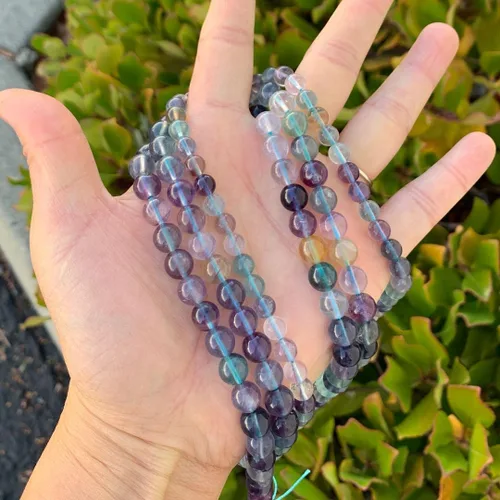Miniatura 3 de 2 hebras Adabele de fluorita púrpura natural de grado A, cuentas sueltas de cristal de 8 mm, piedras preciosas curativas, cuentas redondas, Fluorita