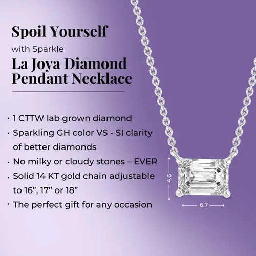 Miniatura 31 de La Joya Collares de diamantes de 1 quilate para mujer Collar de diamante solitario cultivado en laboratorio GH VS/SI Cadena de oro macizo