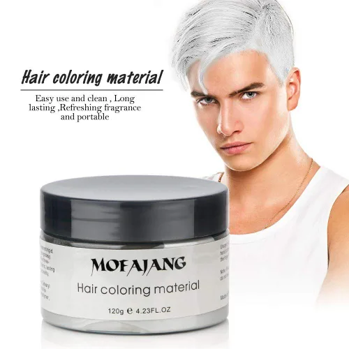 Miniatura 4 de MOFAJANG - Tinte de cera unisex para el cabello, color crema, barro, pomada de peinado natural, lavable temporal, fiesta cosplay (blanco)