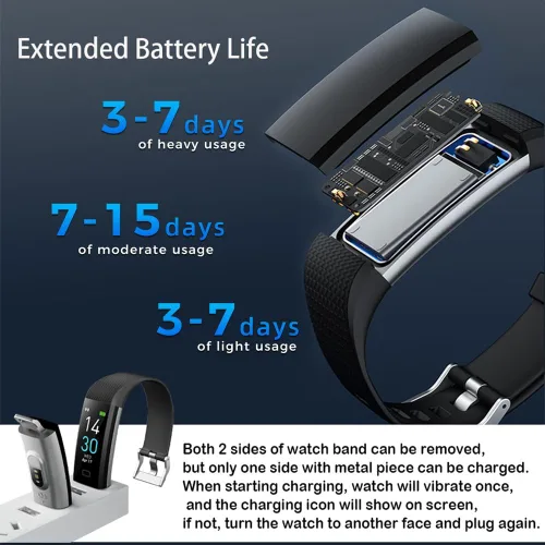 Miniatura 4 de Rastreador de actividad física con monitor de frecuencia cardíaca, contador de pasos/calorías, monitor de sueño, reloj inteligente, IP68, podómetro