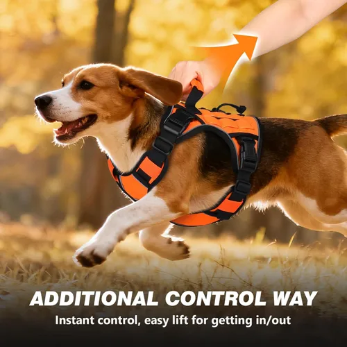 Miniatura 4 de WINGOIN Arnés táctico naranja para perros medianos, arnés resistente sin tirones con asa, chaleco militar reflectante ajustable para mascotas K9