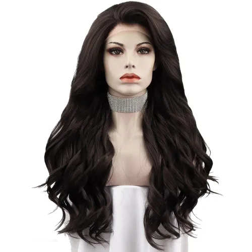 Miniatura 7 de IMSTYLE Peluca rubia con encaje frontal, pelucas de cabello sintético de onda larga para mujer, línea capilar natural, cabello rubio seguro al Rubio