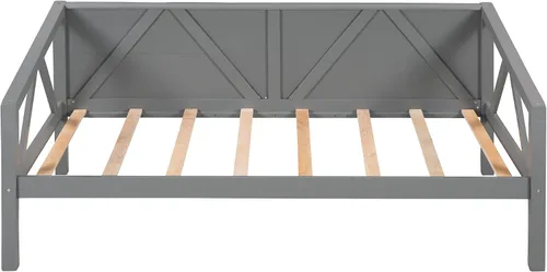 Miniatura 6 de Harper & Bright Designs Marco de madera tamaño individual, soporte de listones de madera, no necesita somier, gris
