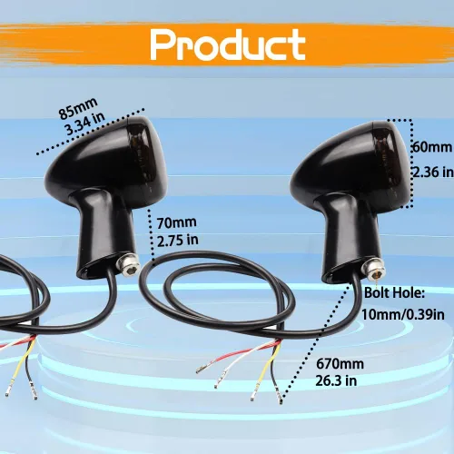 Miniatura 7 de Señales de giro LED universales ahumadas de bala delantera y trasera, luces traseras de freno para motocicleta 12V Compatibles con Harley Sportster