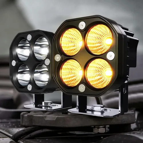 Miniatura 8 de 2 luces LED de trabajo de 3 pulgadas / 3 pulgadas, vainas estroboscópicas intermitentes de color blanco/ámbar con seis modos de luces antiniebla