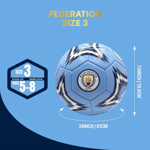 Miniatura 4 de Icon Sports Balón de fútbol oficial del Manchester City FC, MC154BLT, color blanco, talla 3