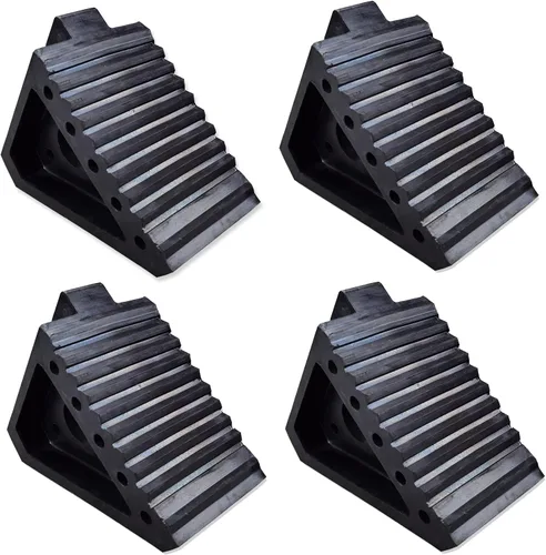 HOXWELL Paquete de 4 calzones de goma sólidos y resistentes, topes de rueda de alta calidad para automóvil, remolques de viaje, RV, camión y ATV (4