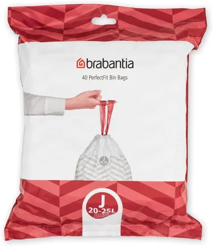 Miniatura 18 de Bolsas de basura Brabantia PerfectFit (Tamaño M/16 Gal) Bolsas gruesas de plástico para caneca de basura con asas de cordón (40 bolsas)