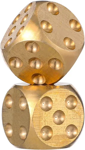 ARTIBETTER RPG Dados 2 piezas de metal dados de latón poker juego de fiesta juguete para mesas, juego de mesa de póquer fiesta juego de rol dorado