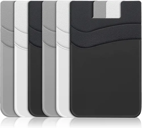 Miniatura 16 de SHANSHUI Billetera para Teléfono, Paquete de 3 Portadores de Tarjetas de Crédito para Billetera de Teléfono Negra Adherible de 2 Ranuras para Casi