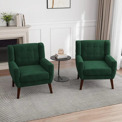 Miniatura 32 de Silla decorativa de piel sintética, moderna silla tapizada para sala de estar, cómodos asientos individuales con botones, asiento de lectura Negro