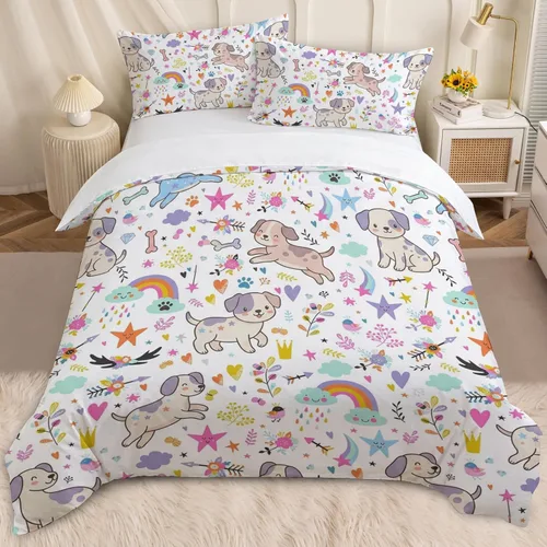 Miniatura 18 de BEDMUST Funda de edredón de unicornio tamaño individual, suave y lindo juego de ropa de cama de unicornio rosa con hojas de flores y pájaros azules