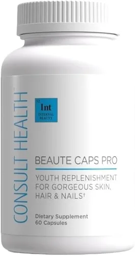 Consult Health Beaute Caps Pro - Apoya el crecimiento del cabello, la piel y la salud de las uñas, colágeno, vitaminas B6, B7, B12, D y 10.500 mcg