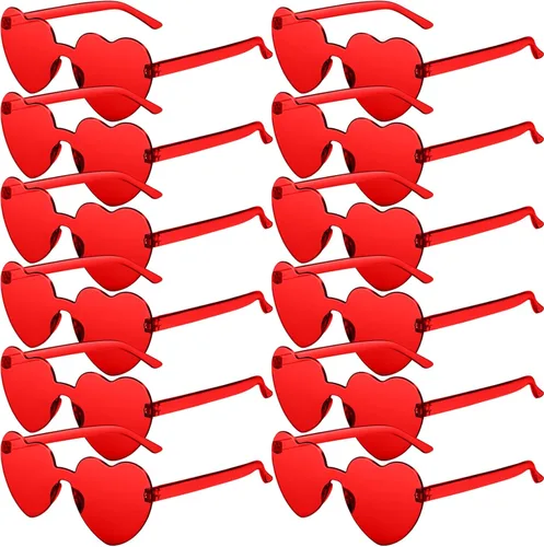 RTBOFY Paquete de 12 lentes de sol de corazón, lentes de sol en forma de corazón con color caramelo transparente para mujeres, recuerdos de fiesta