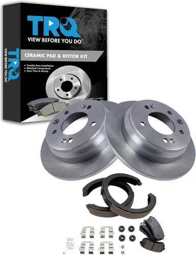 Miniatura 94 de TRQ Kit de pastillas de freno y rotor Posi trasero premium con zapatas de estacionamiento para camión GM SUV
