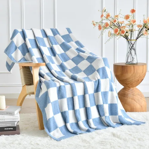 Miniatura 19 de Manta a Cuadros, Mantas Suaves y Acogedoras para Sofá Cama, Manta de Picnic de Viaje a Cuadros Esponjosa Ligera y Cómoda, Regalos para Sofá Silla