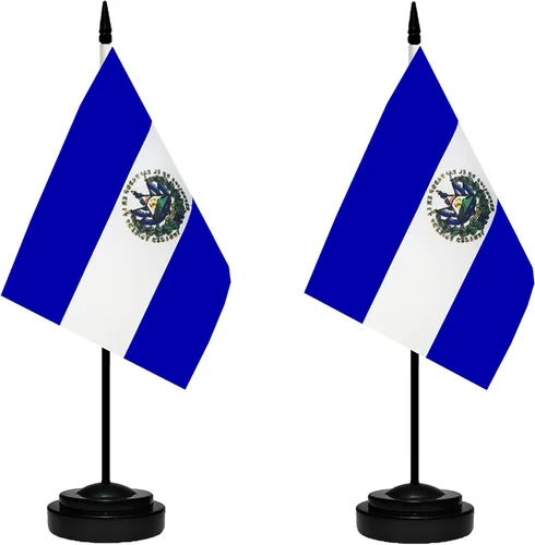 Miniatura 12 de Juego de banderas colombianas de lujo para escritorio de Colombia, pequeñas banderas de escritorio colombianas en miniatura con poste sólido, base