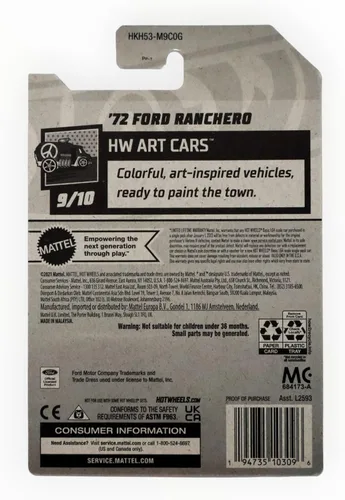 Miniatura 2 de Hot Wheels '72 Ford Ranchero, HW Art Cars 9/10 [rojo Multi] 142/250