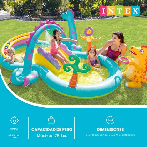 Miniatura 2 de Centro de juego inflable tierra de dinosaurios de Intex, 31 x 90 x 44 pulgadas, a partir de 2 años 2-Multicolor