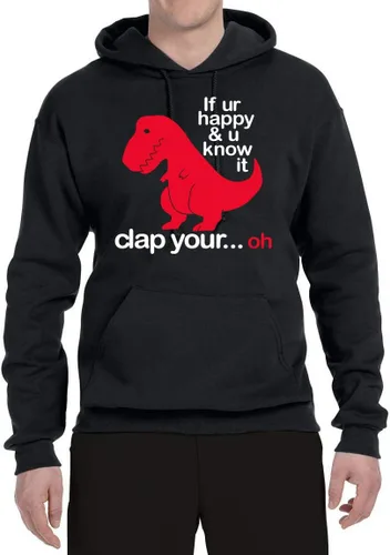 Wild Bobby Sudadera con capucha unisex con estampado "If You're Happy and You Know it" de Dinausor