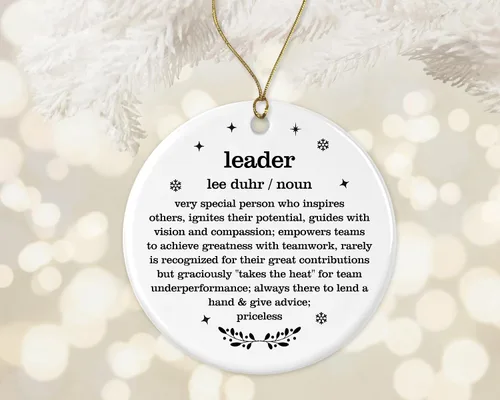 Adorno de Navidad de líder, regalo de diccionario de definición de líder, para líderes, adorno de mejor líder, adorno de Navidad para jubilación de