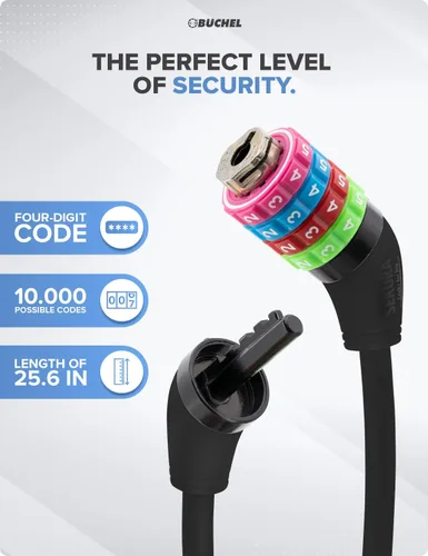 Miniatura 3 de Büchel Cable de bloqueo de bicicleta para niños, colorido y sin llave, asegura la bicicleta de tu hijo, accesorio de bicicleta fácil de usar